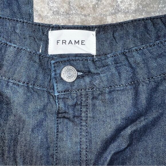 FRAME Oleat Wide Leg Denim Chino Pants Dark Rinse Wash Size 31 NWT - Picture 11 of 13